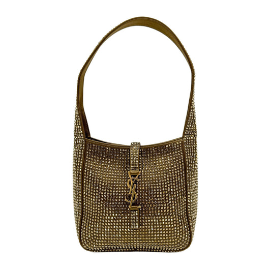 Mini Le 5 à 7 Gold Rhinestone Embellished Satin Shoulder Bag
