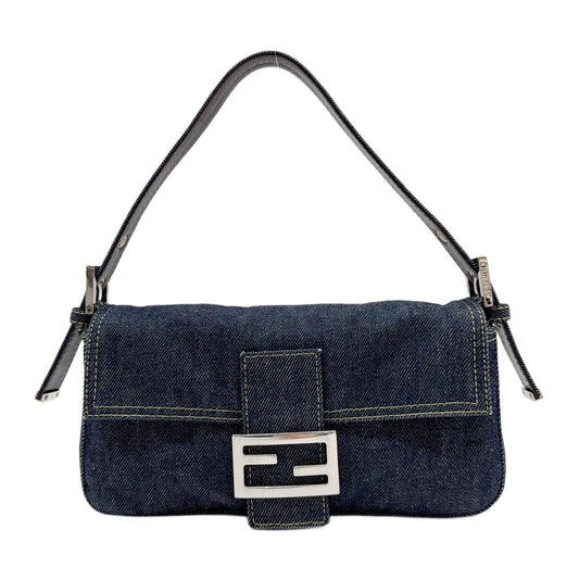 Baguette Navy Blue Denim Shoulder Bag
