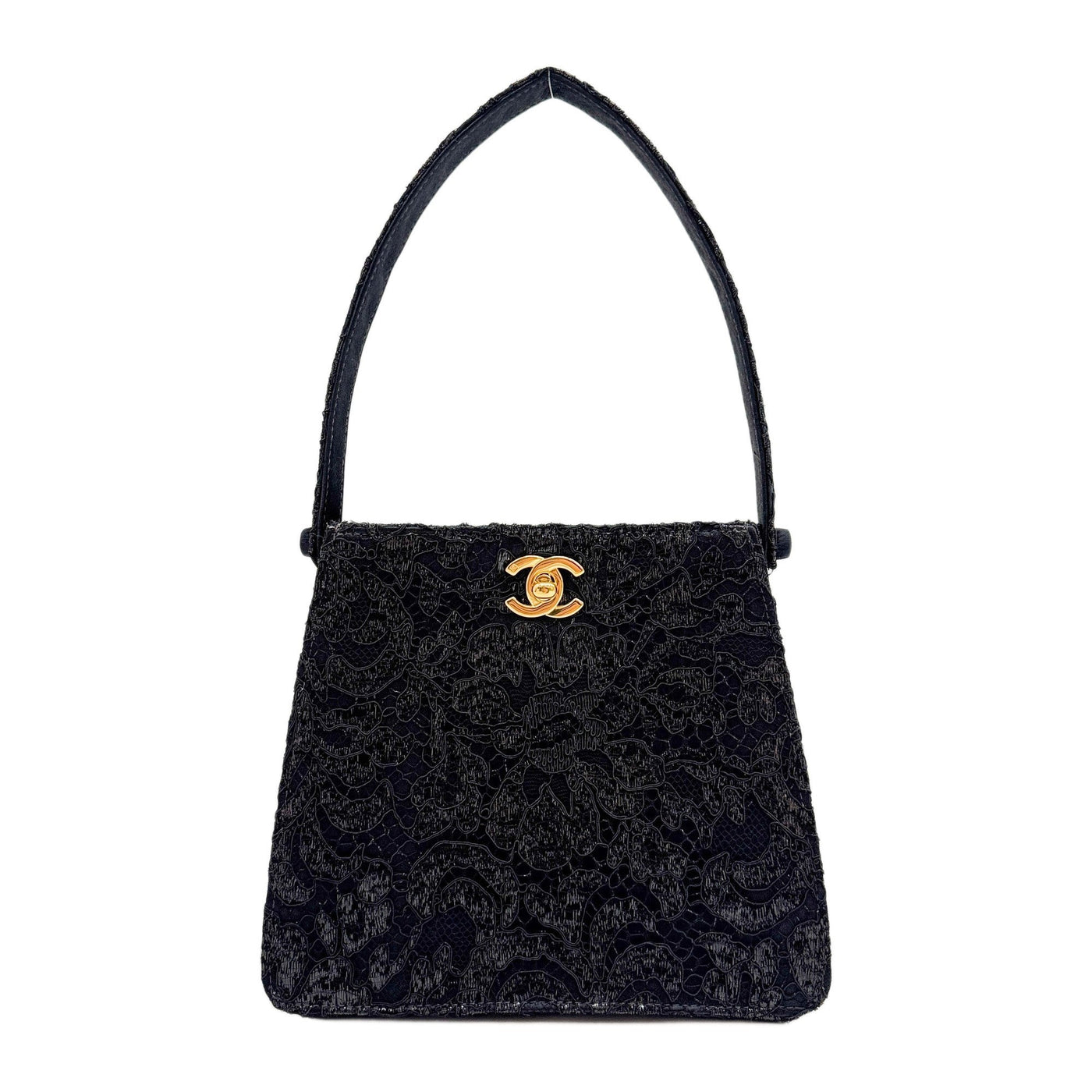 1997-1999 Floral Lace Black Satin Hand Bag