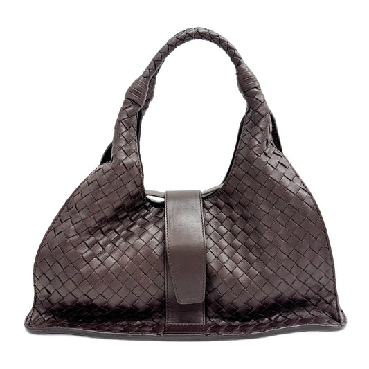 Intrecciato Brown Leather Shoulder Bag