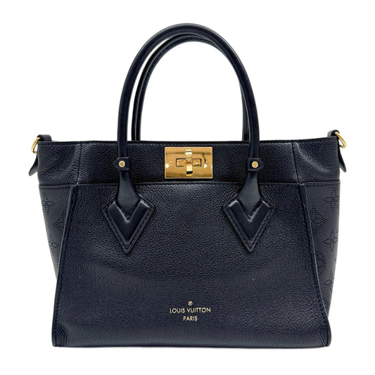 Black Leather with Gold Details Handle Bag