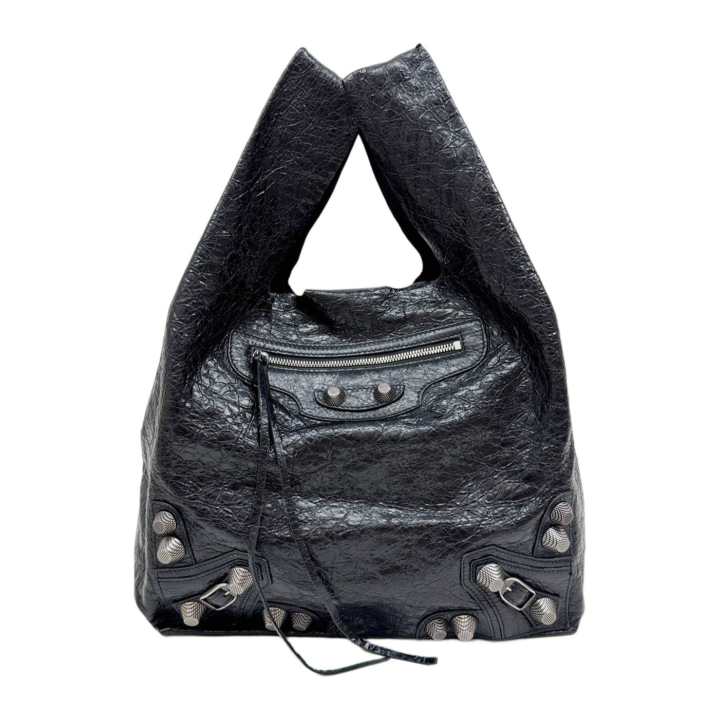 Supermarket Plastic Shopper Like Leather Handle Bag
