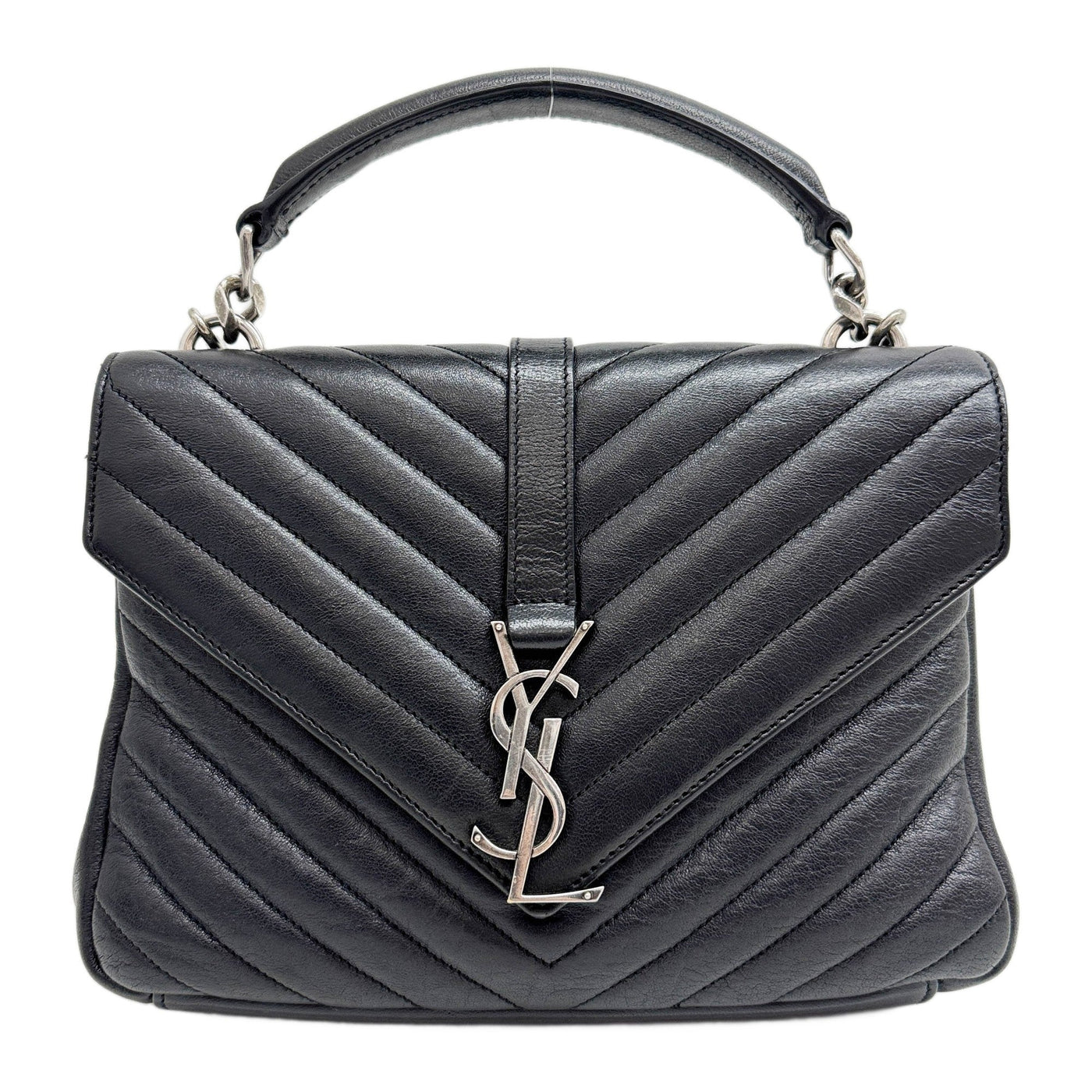 College Black Leather Two Way Bag