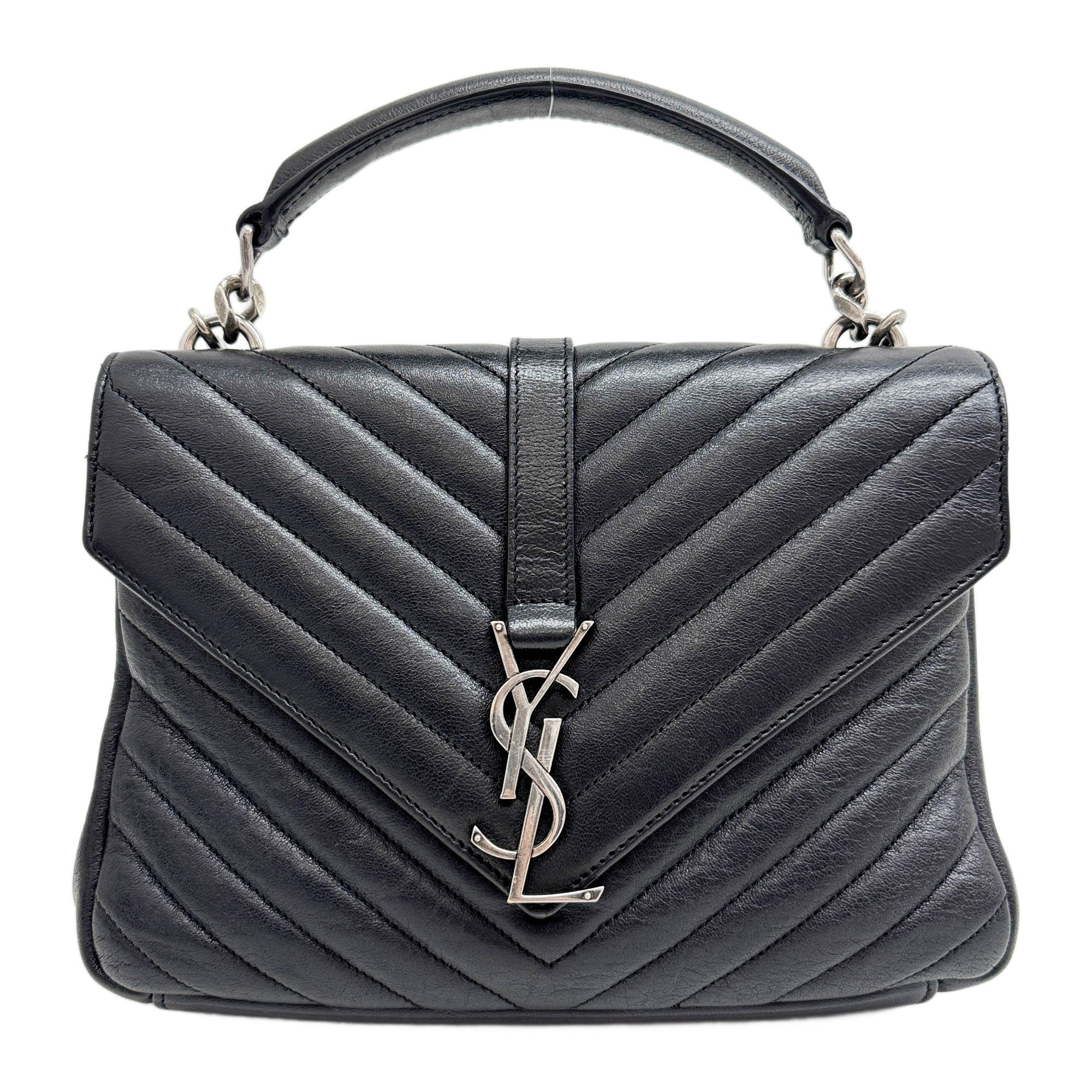 College Black Leather Two Way Bag