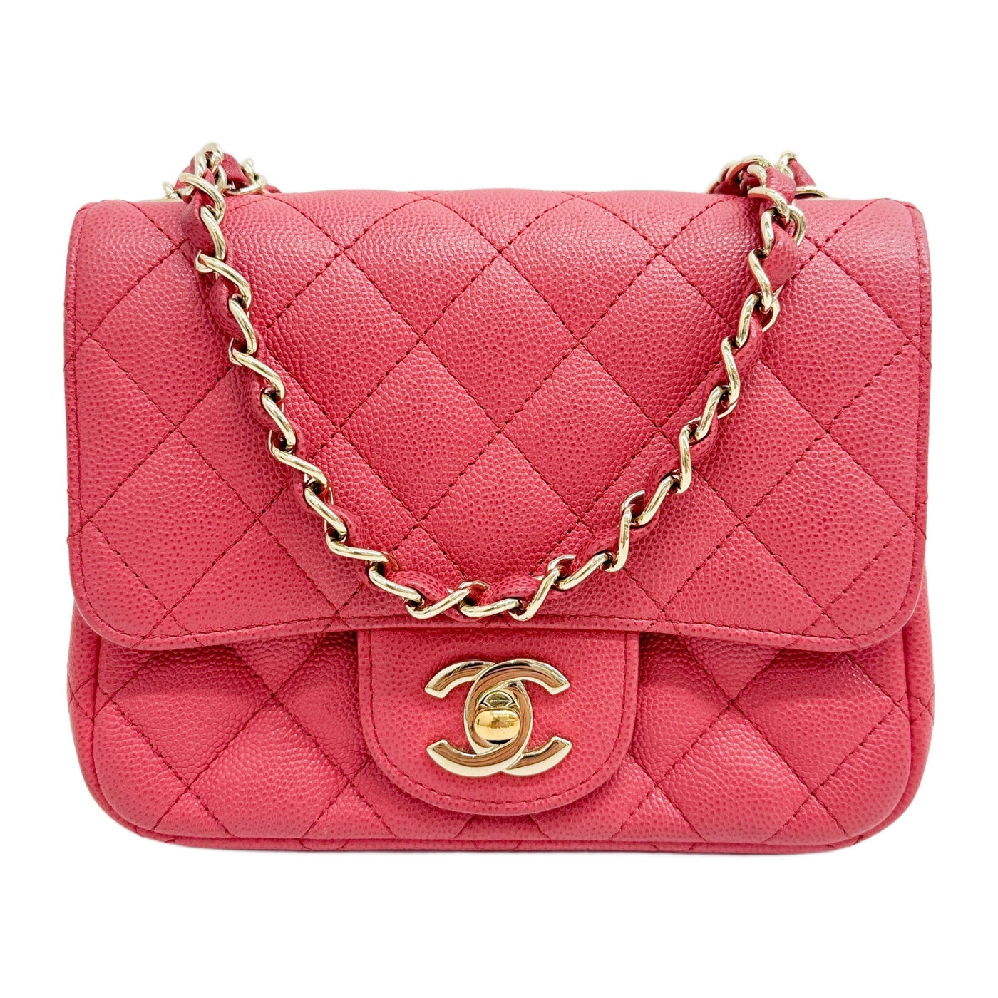 Mini Square Classic Flap 2017 Matelasse Pink Leather Shoulder Bag