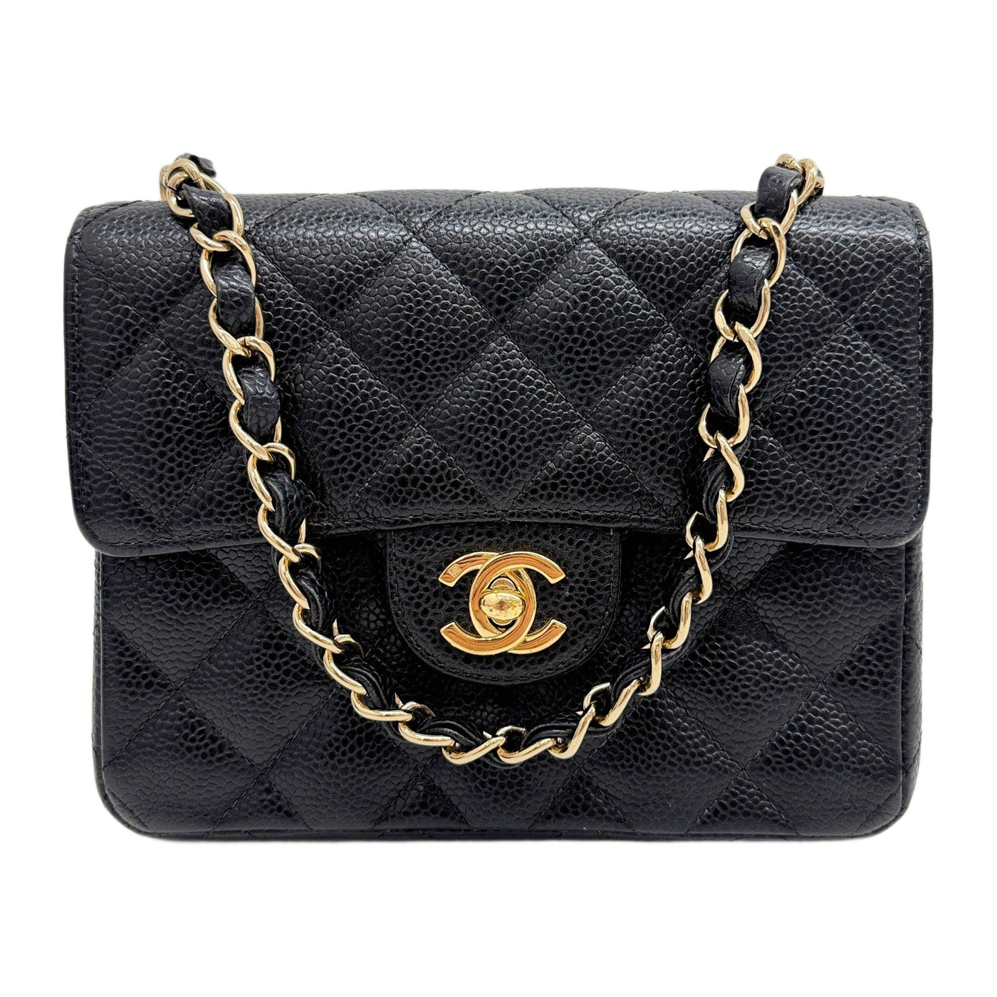 Mini Square Classic Flap 2003-2004 Matelasse Black Leather Shoulder Bag