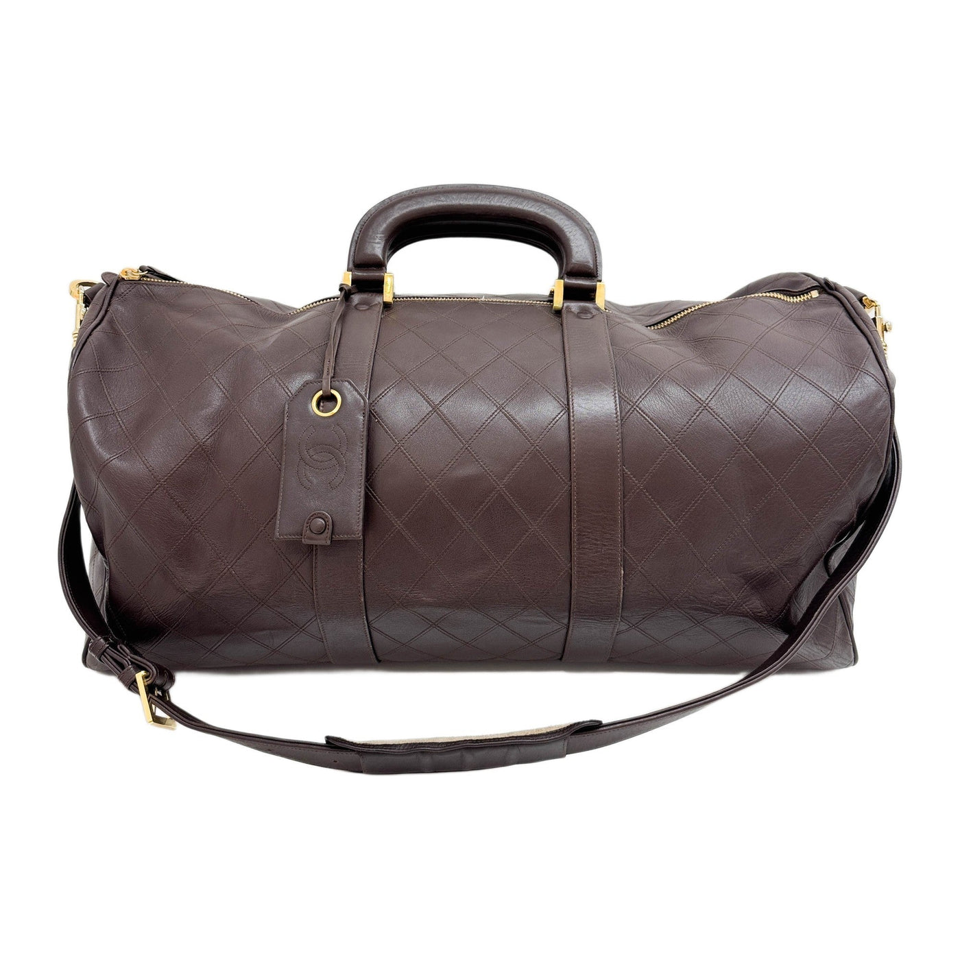 Boston 1989-1991 Matelasse Brown Leather Two Way Bag
