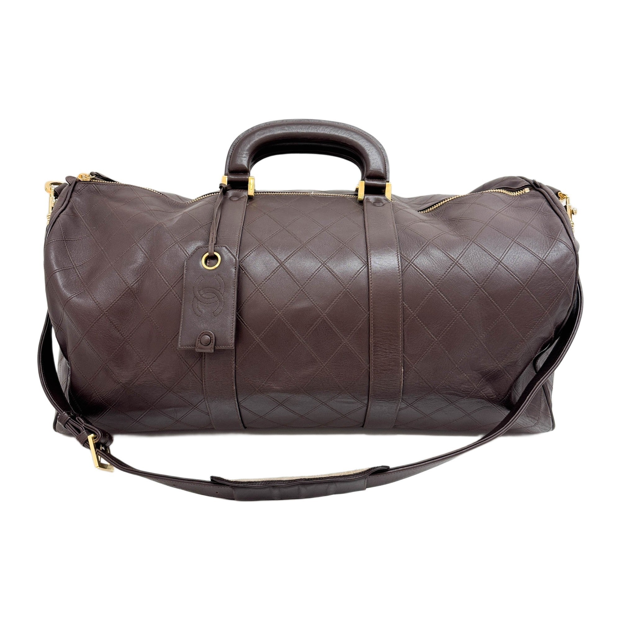 Boston 1989-1991 Matelasse Brown Leather Two Way Bag