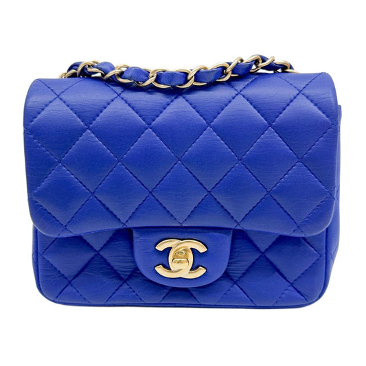 Mini Square Classic Flap 2012-2013 Matelasse Royal Blue Leather Shoulder Bag