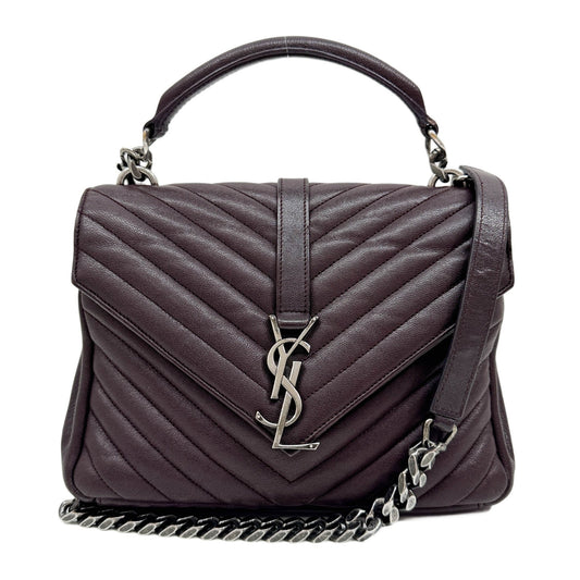 College Dark Burgundy Leather with Chain Handle Bag
