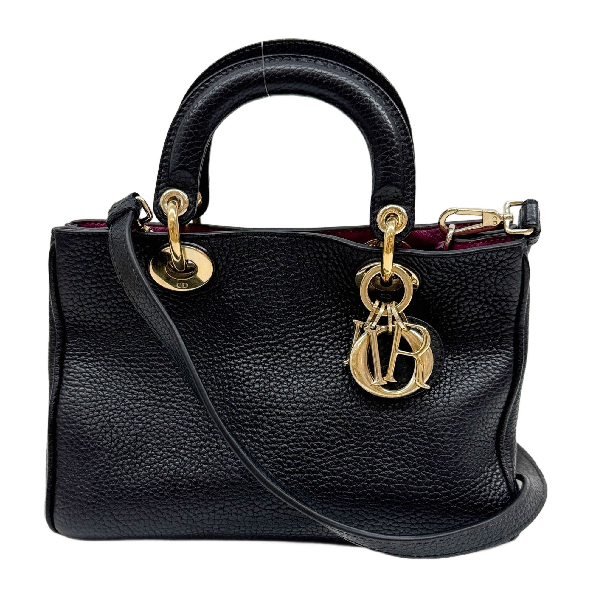 Diorissimo Medium Size in Black Leather Handle Bag