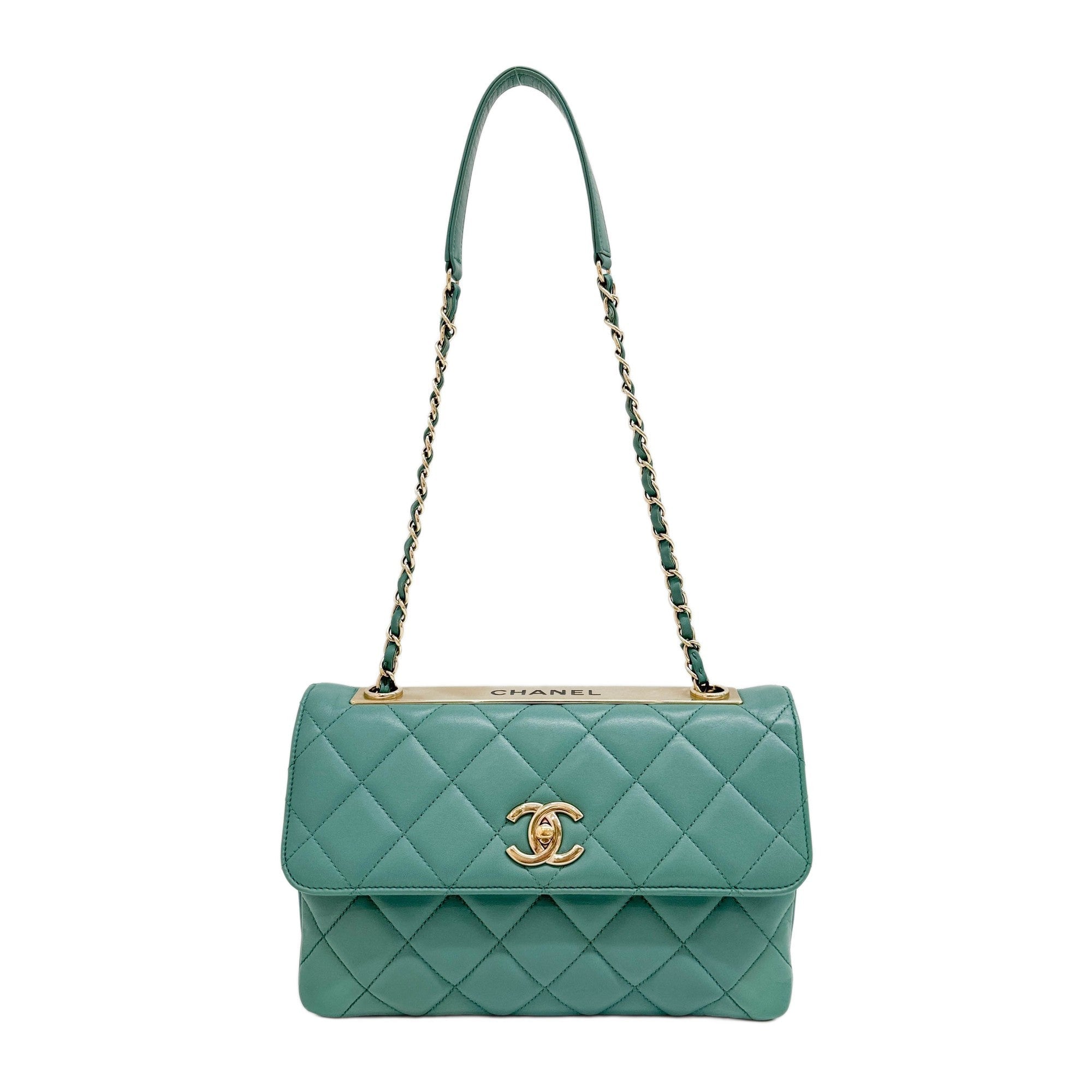 Trendy CC Flap 2014-2015 Matelasse Aquamarine Leather Shoulder Bag