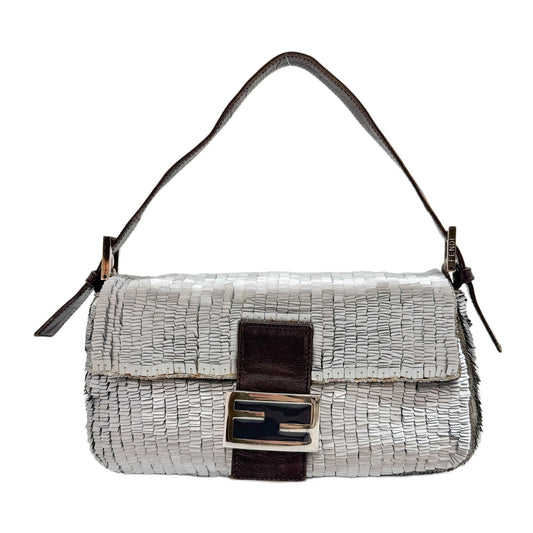 Baguette Silver Sequin Shoulder Bag