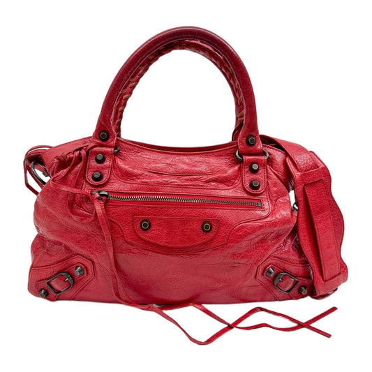 The First Red Leather Handle Bag