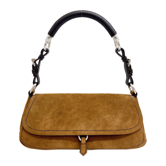 PRADA Brown Suede Leather Shoulder Bag