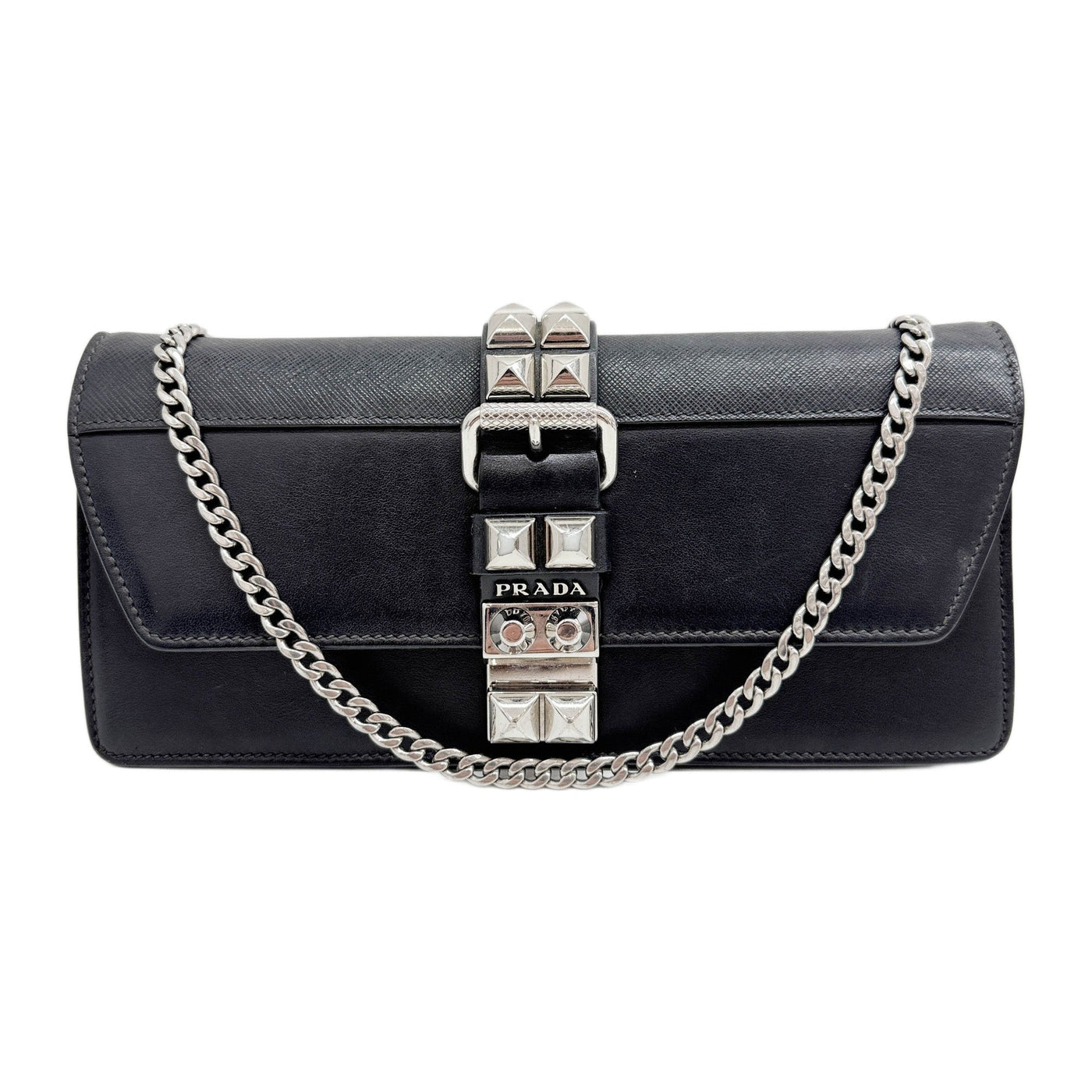 Elektra Black Leather Shoulder Bag