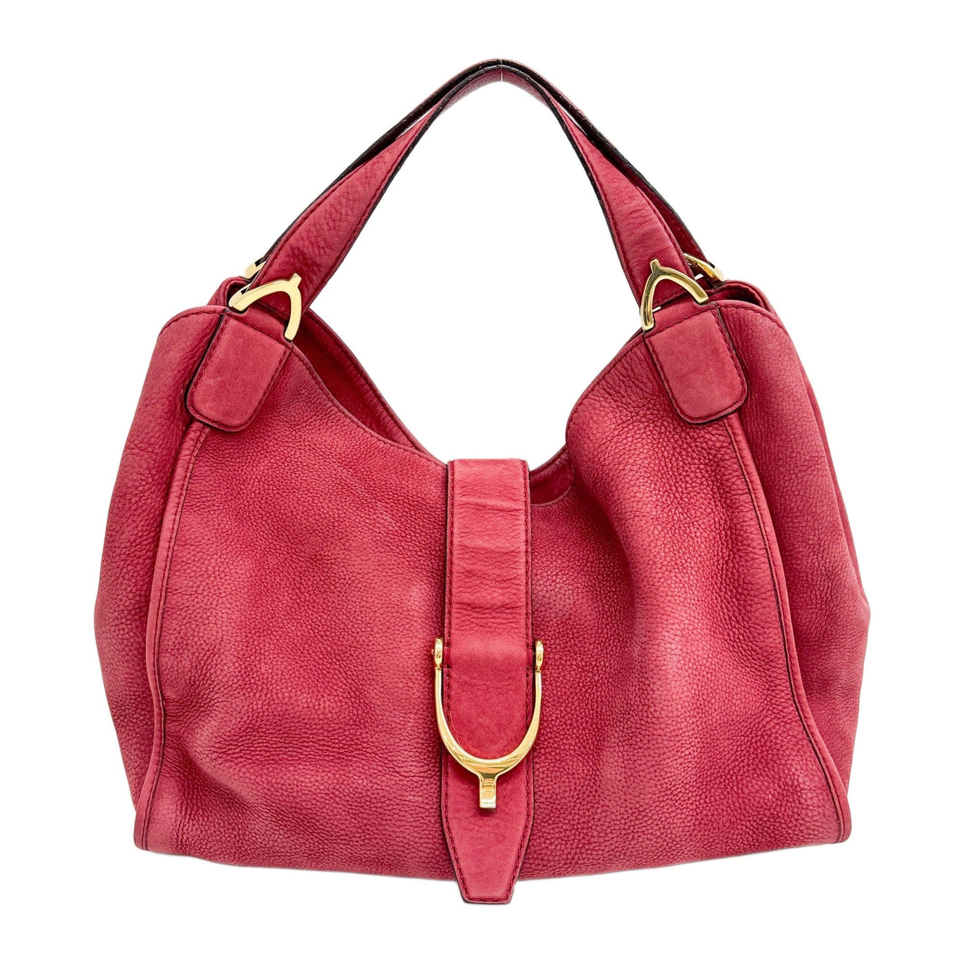 Horsebit Red Leather Shoulder Bag