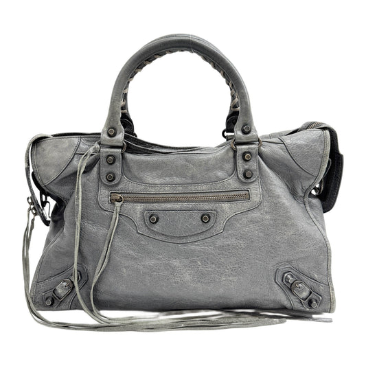 The City Grey Leather Two Way Bag