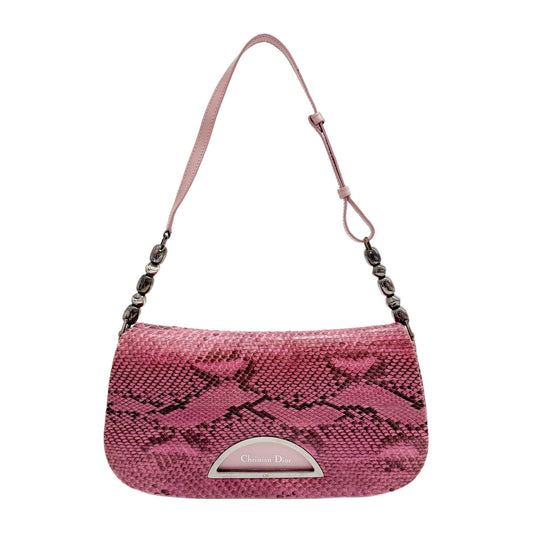 Malice Pearl Pink Python Embossed Leather Shoulder Bag