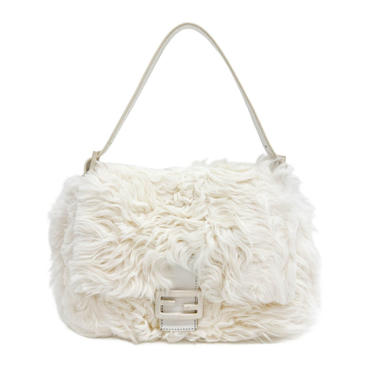 Mamma Baguette White Fur Shoulder Bag