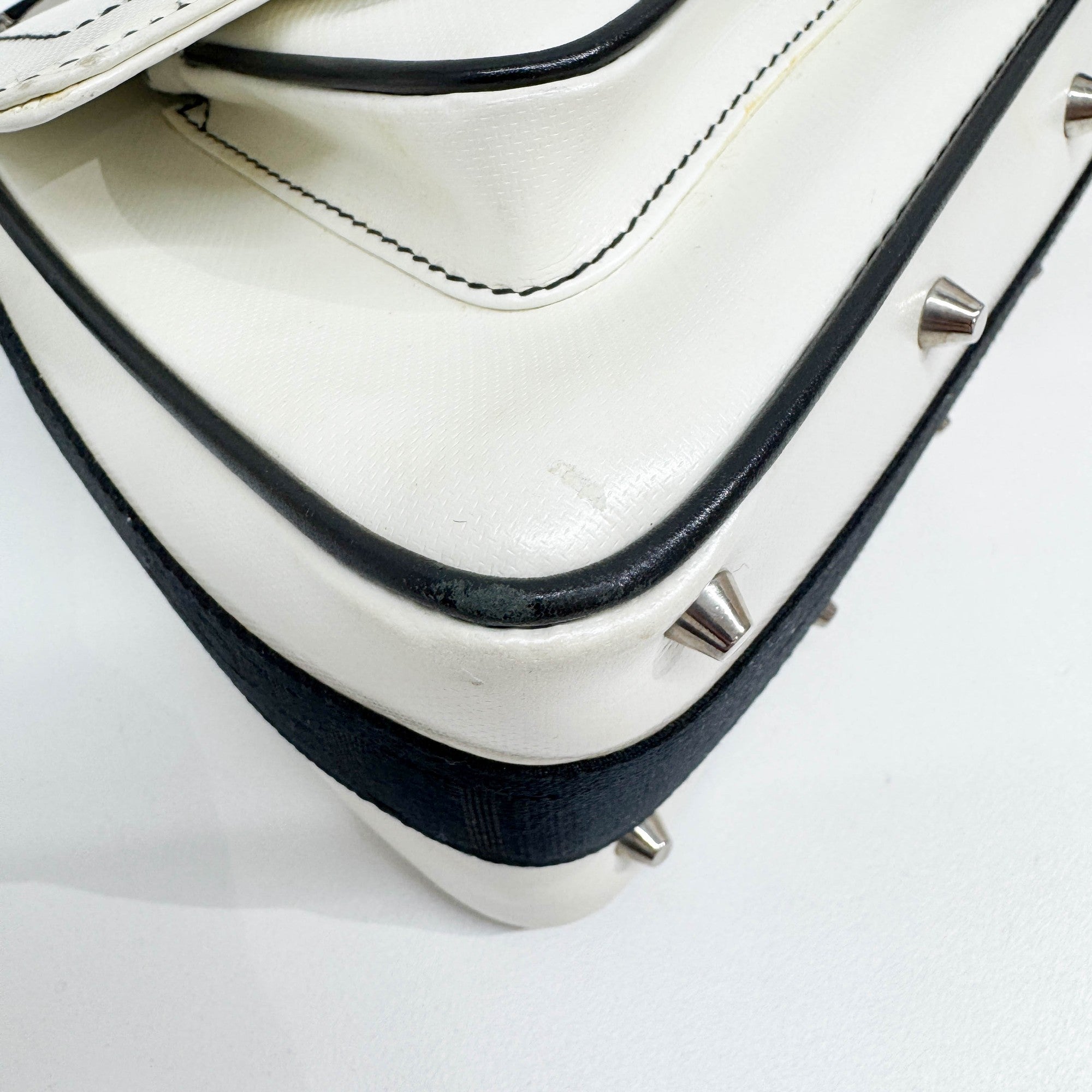 Hardcore White Leather Two Way Bag