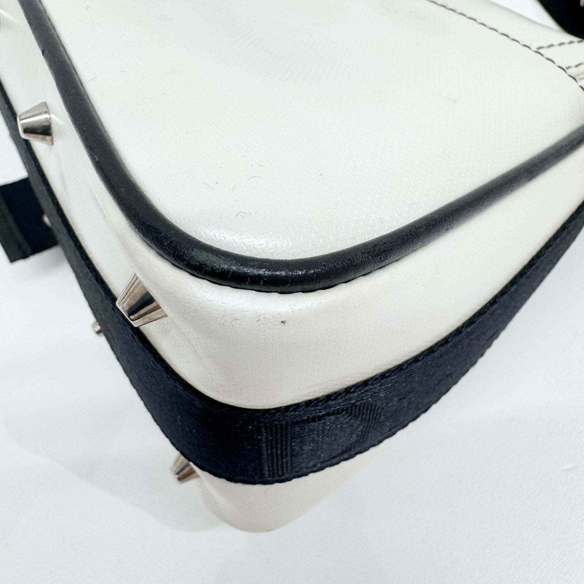 Hardcore White Leather Two Way Bag