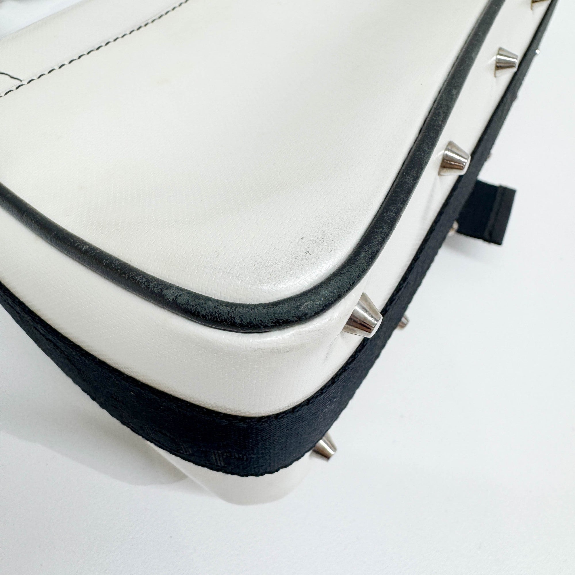 Hardcore White Leather Two Way Bag