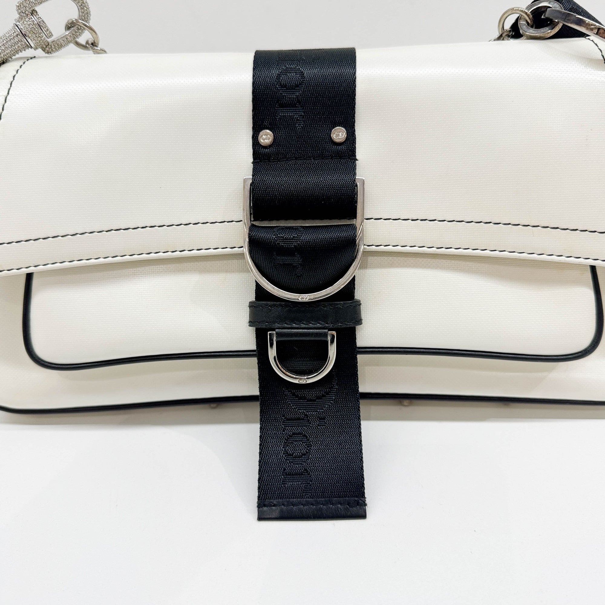 Hardcore White Leather Two Way Bag