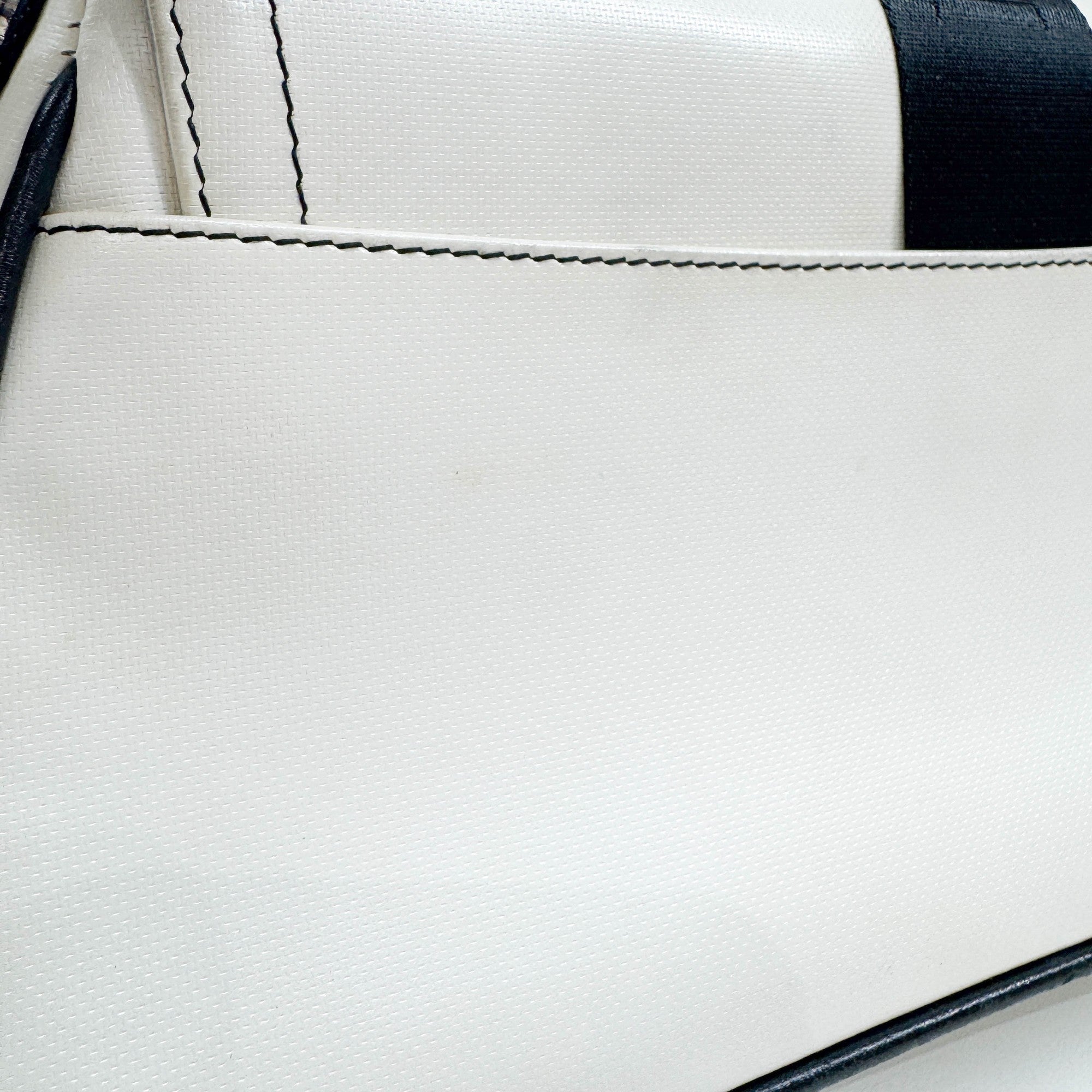 Hardcore White Leather Two Way Bag