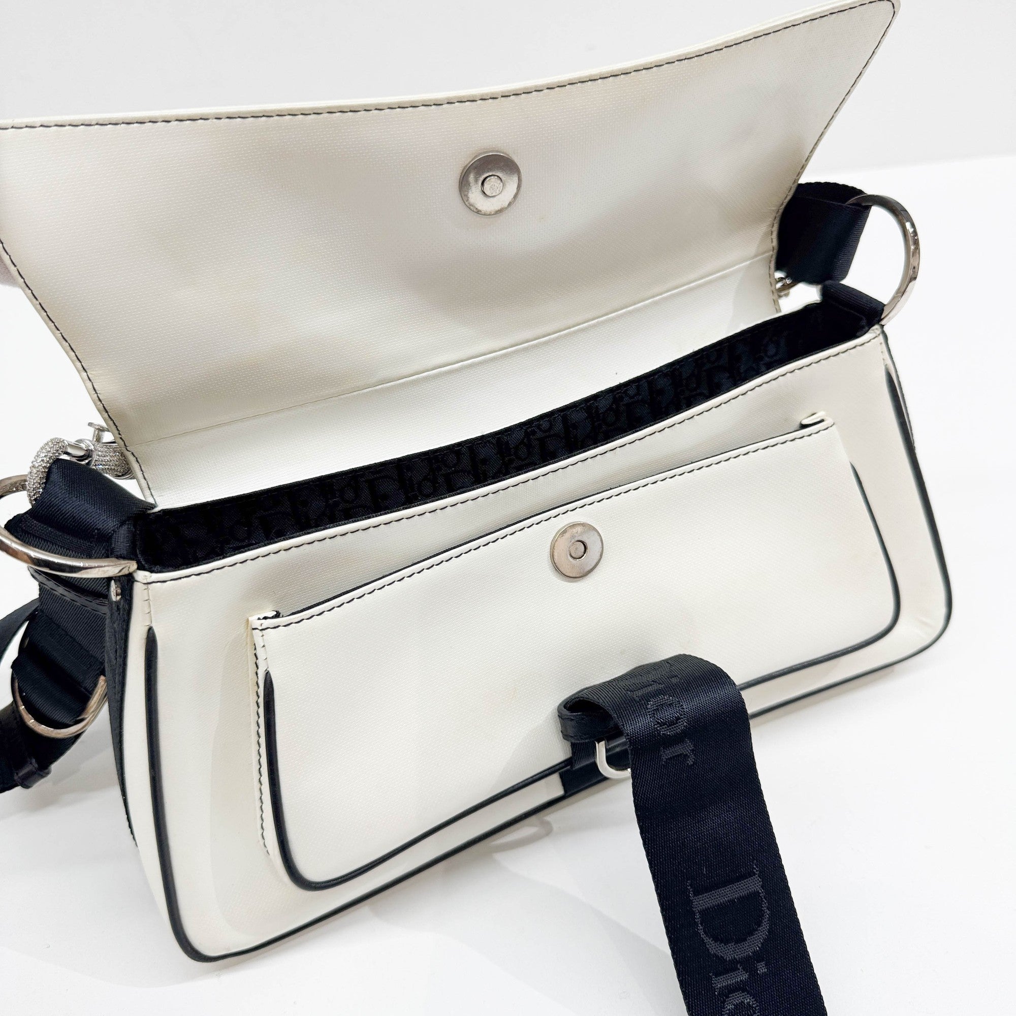 Hardcore White Leather Two Way Bag