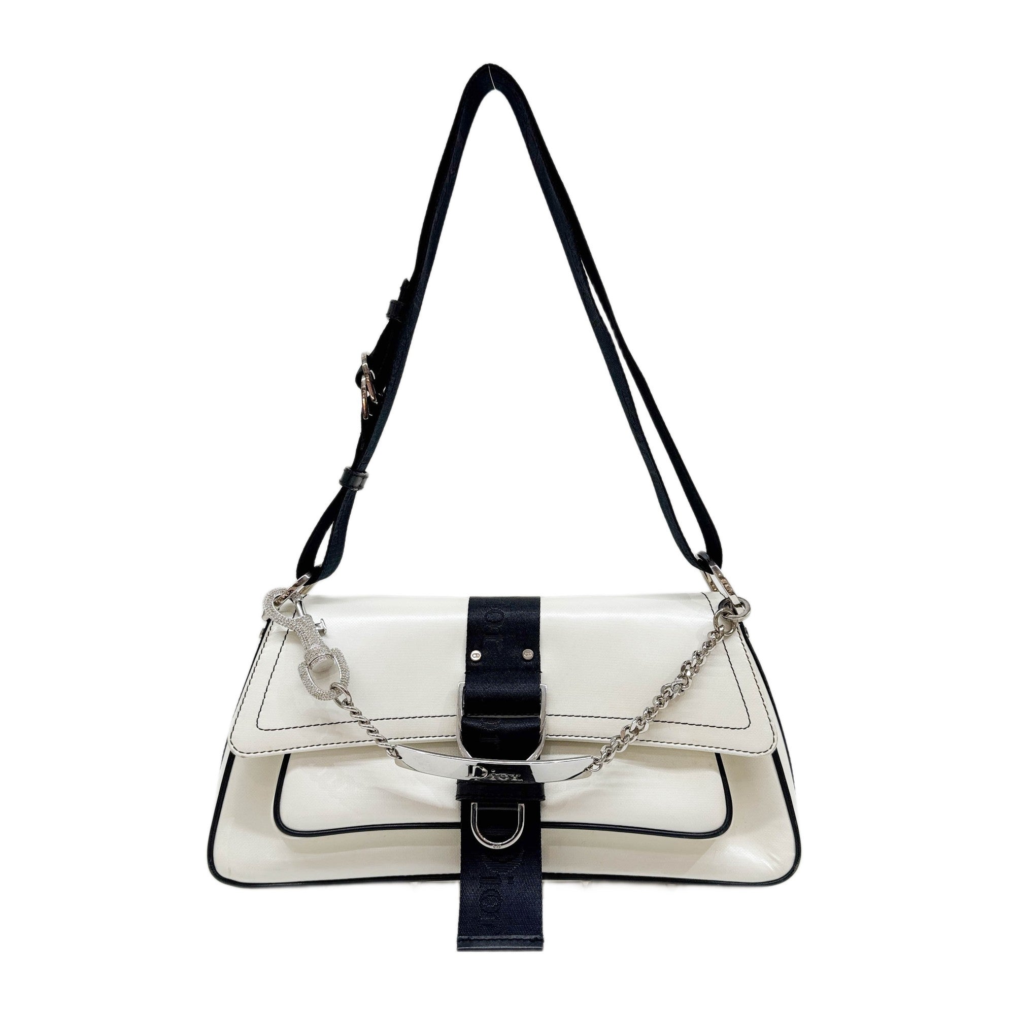 Hardcore White Leather Two Way Bag