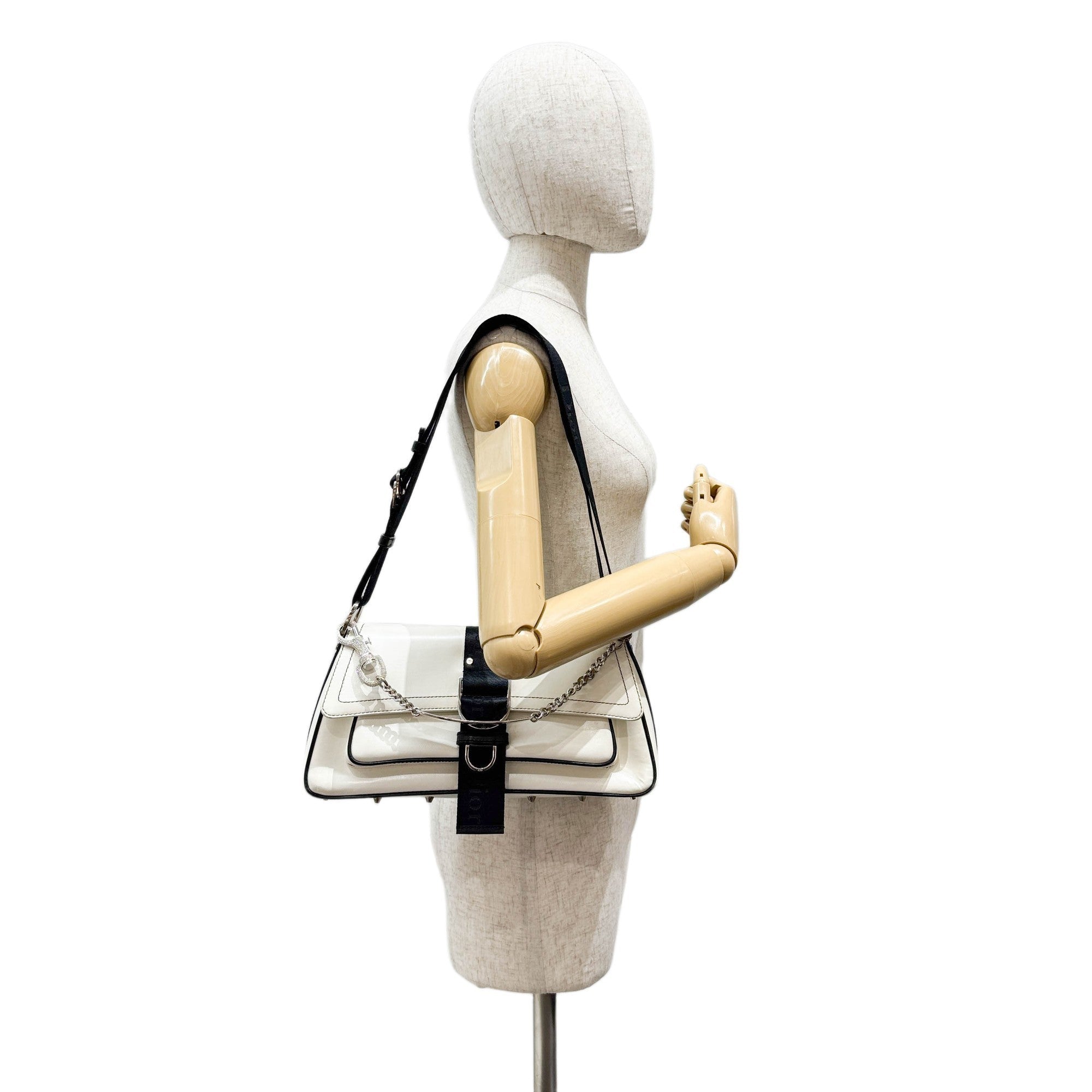 Hardcore White Leather Two Way Bag