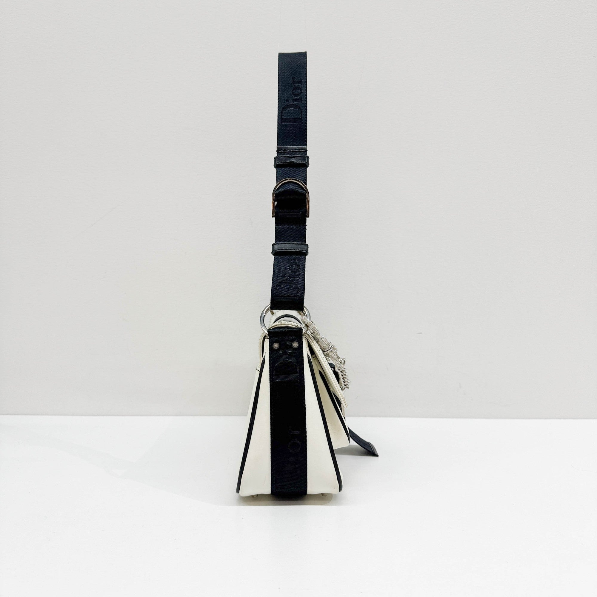 Hardcore White Leather Two Way Bag