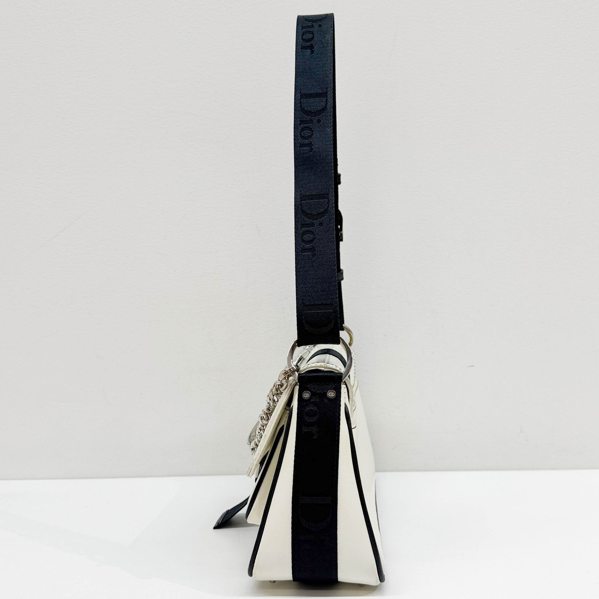 Hardcore White Leather Two Way Bag