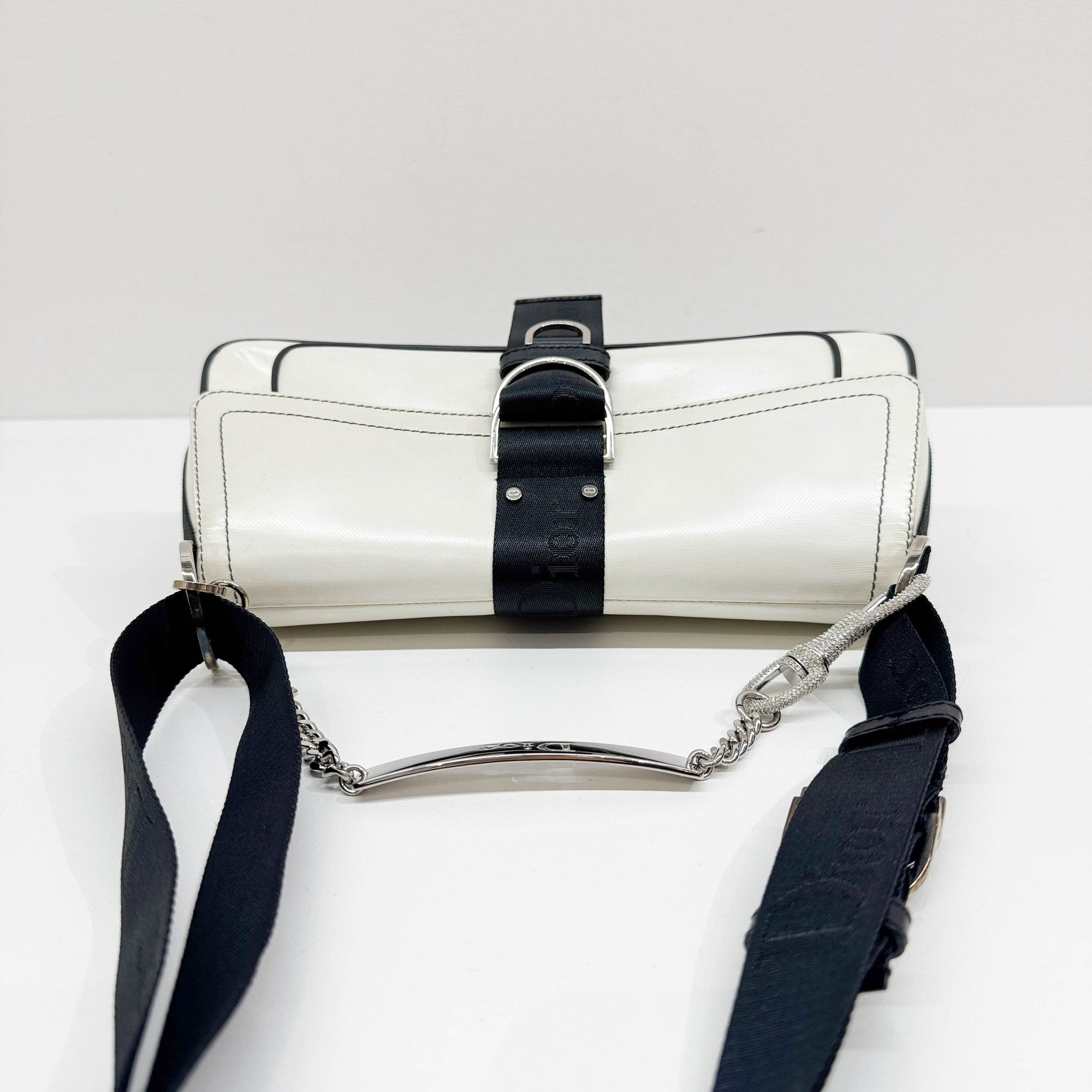 Hardcore White Leather Two Way Bag
