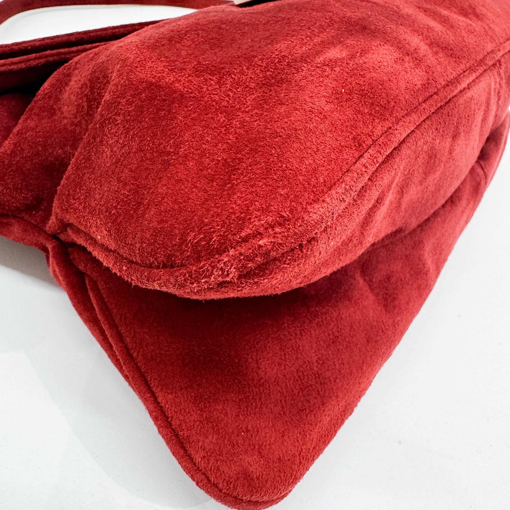 Red Suede Shoulder Bag