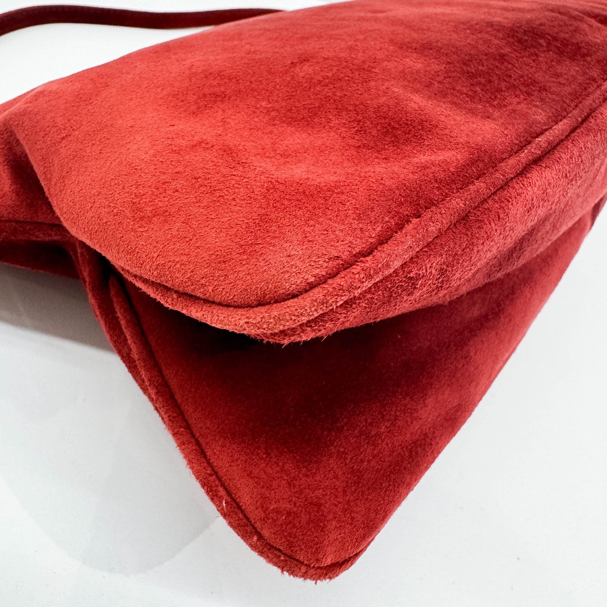 Red Suede Shoulder Bag