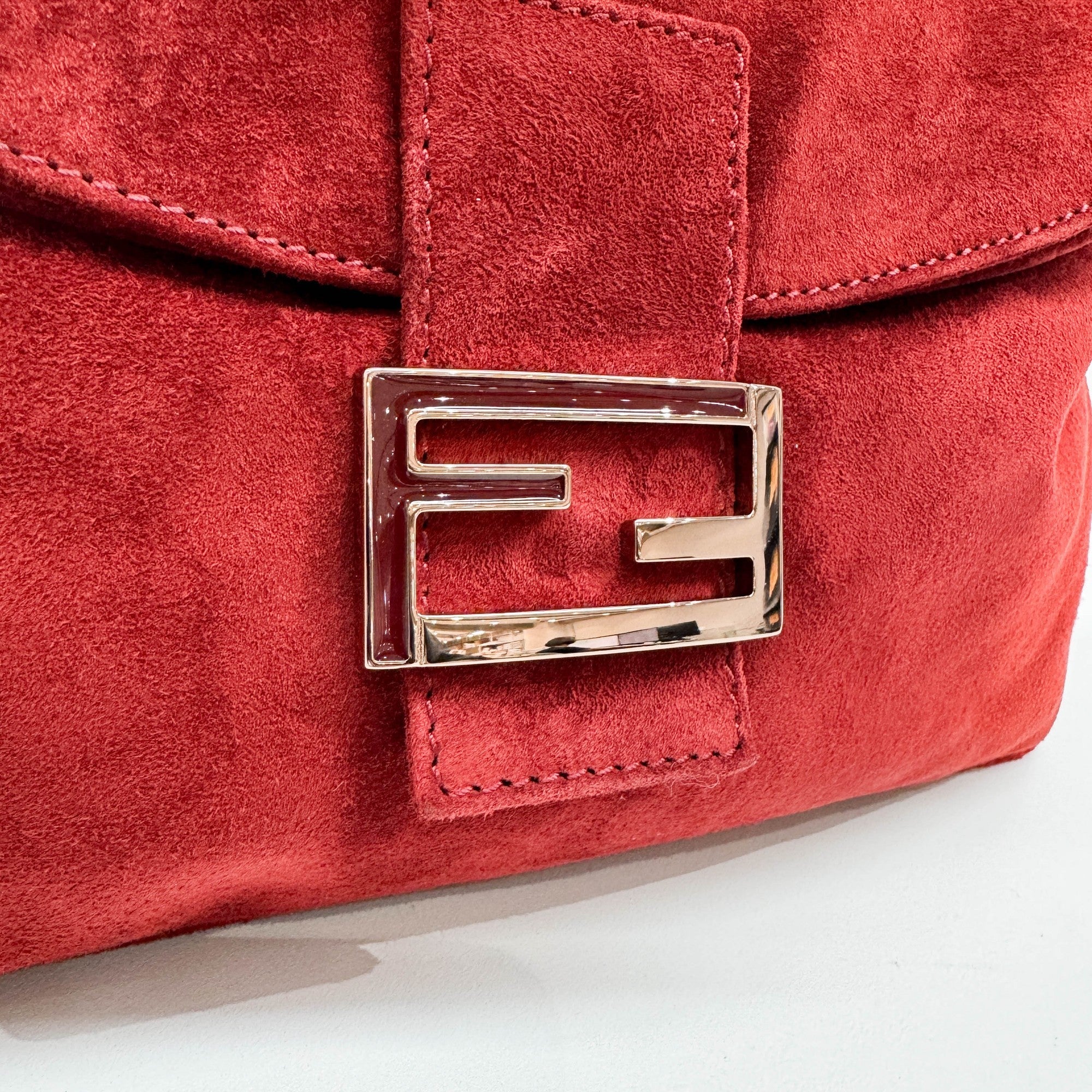 Red Suede Shoulder Bag