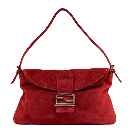 Red Suede Shoulder Bag