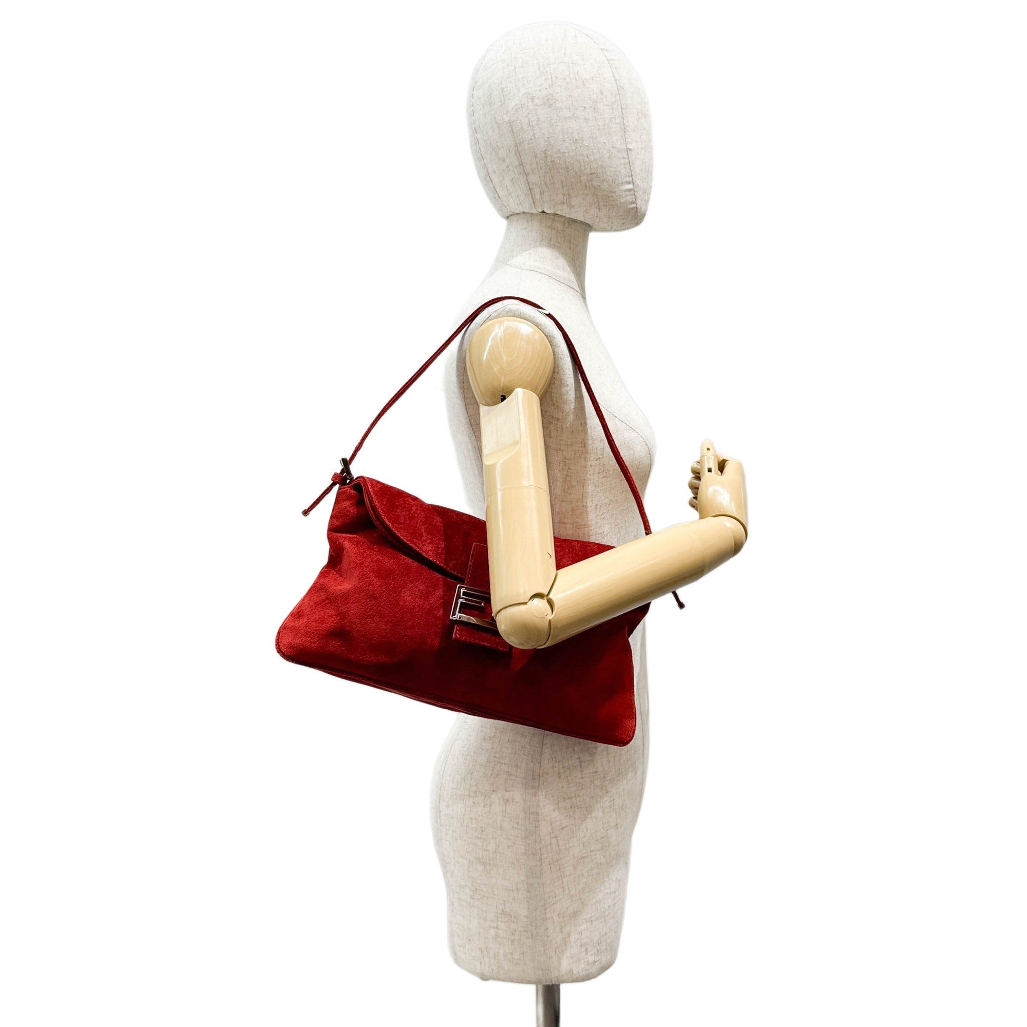 Red Suede Shoulder Bag