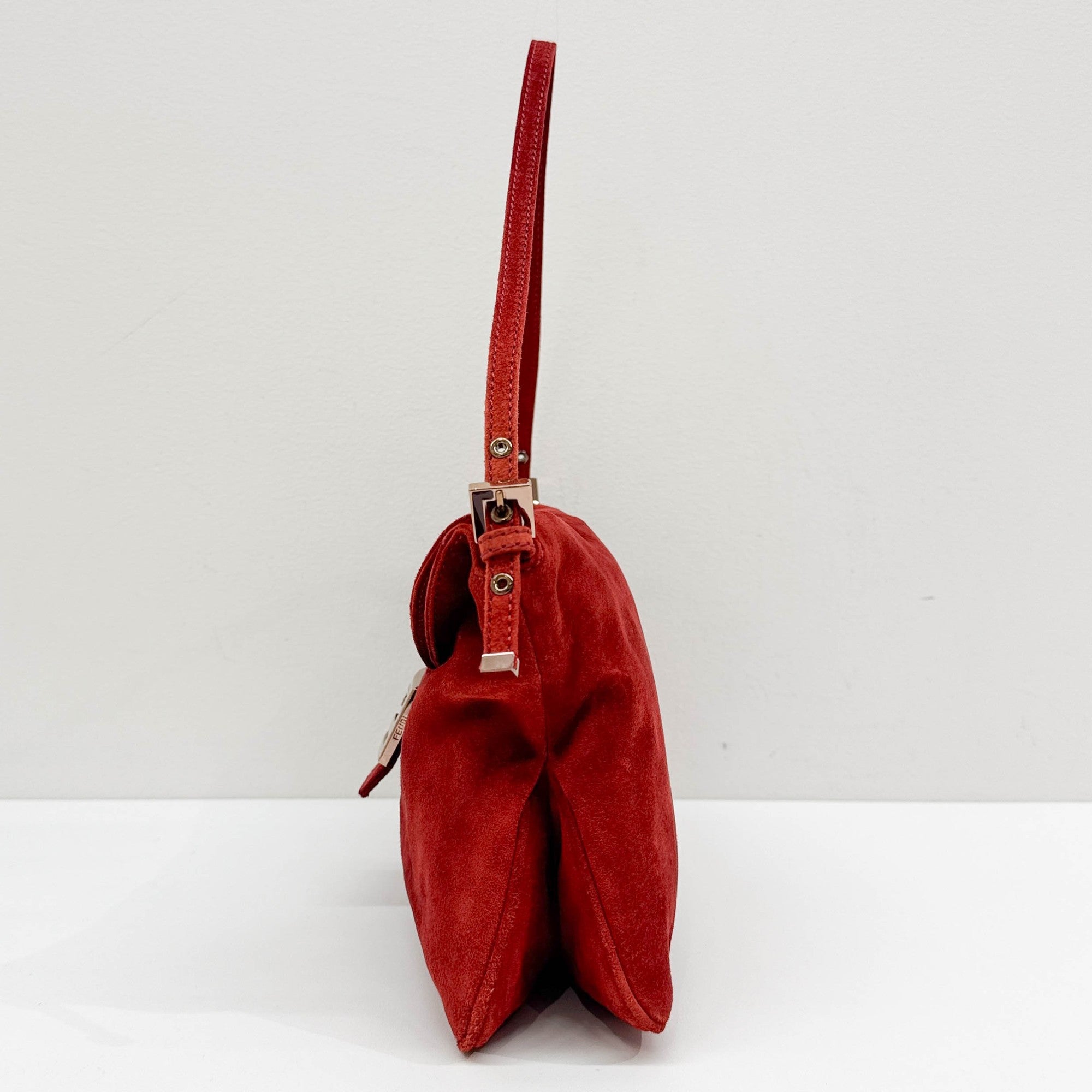 Red Suede Shoulder Bag