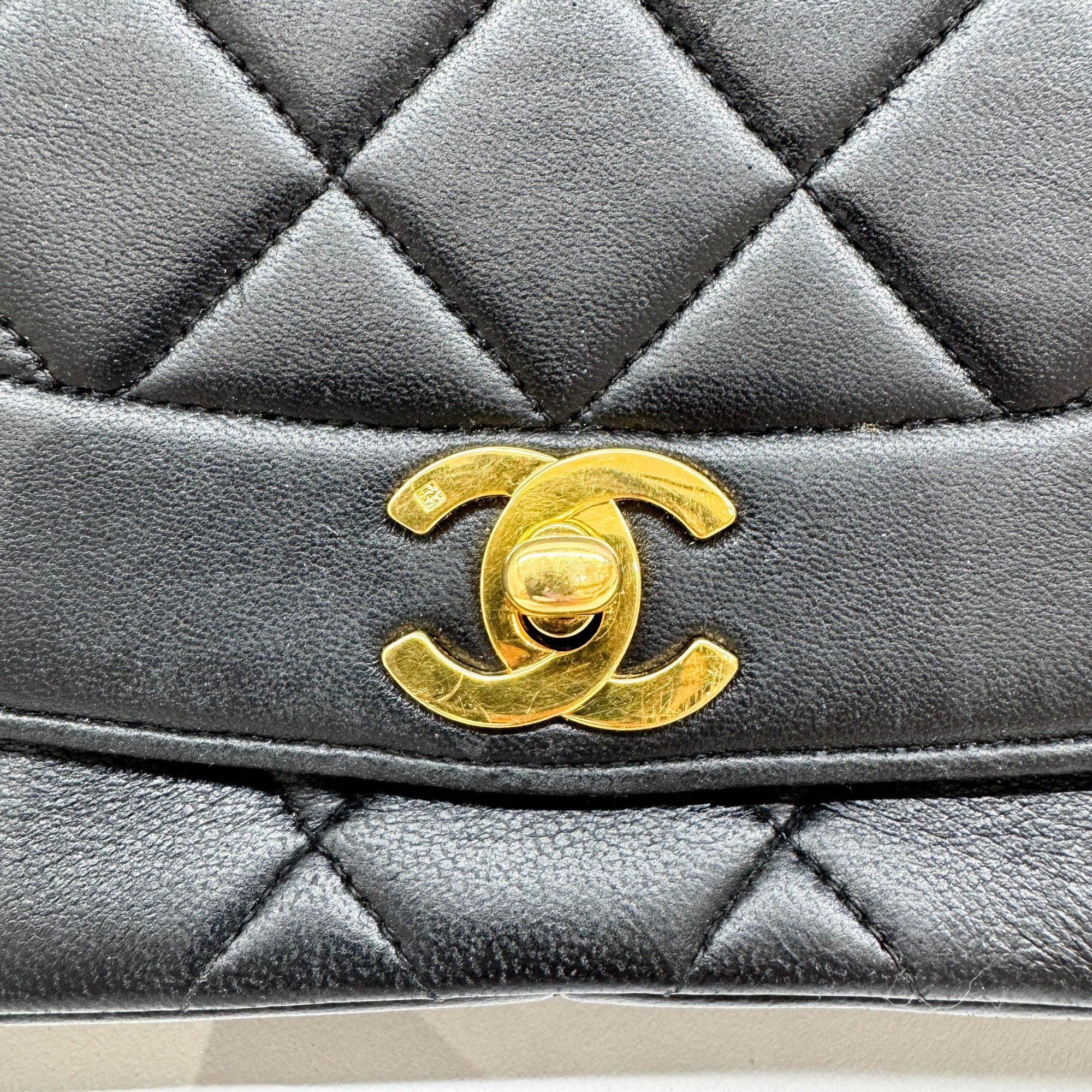 Diana 2017 Matelasse Black Leather Shoulder Bag