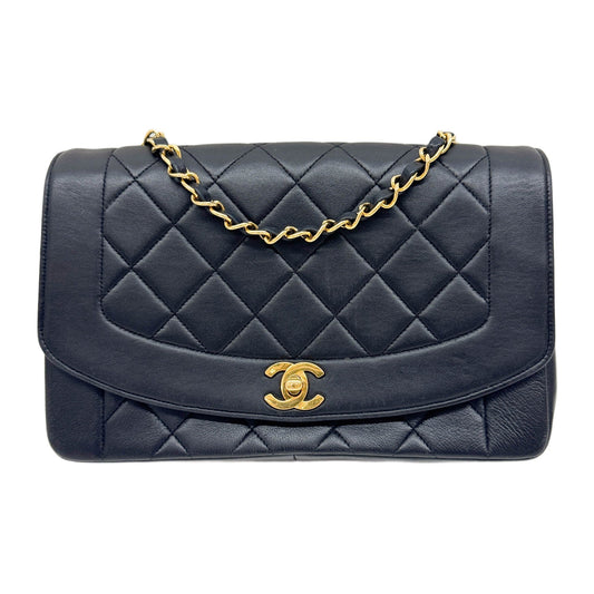 Diana 2017 Matelasse Black Leather Shoulder Bag