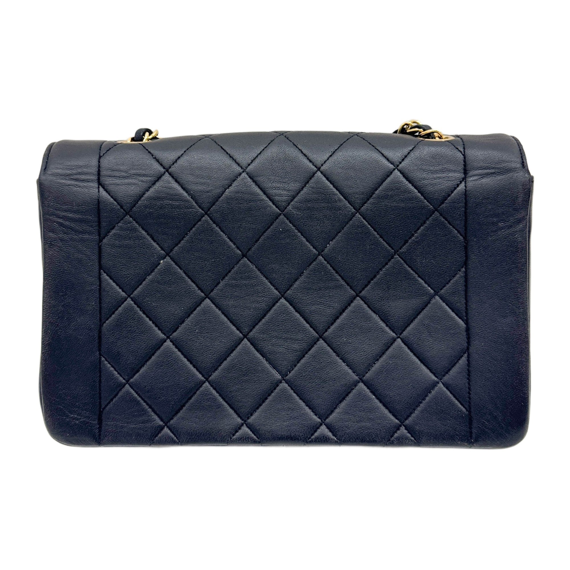 Diana 2017 Matelasse Black Leather Shoulder Bag