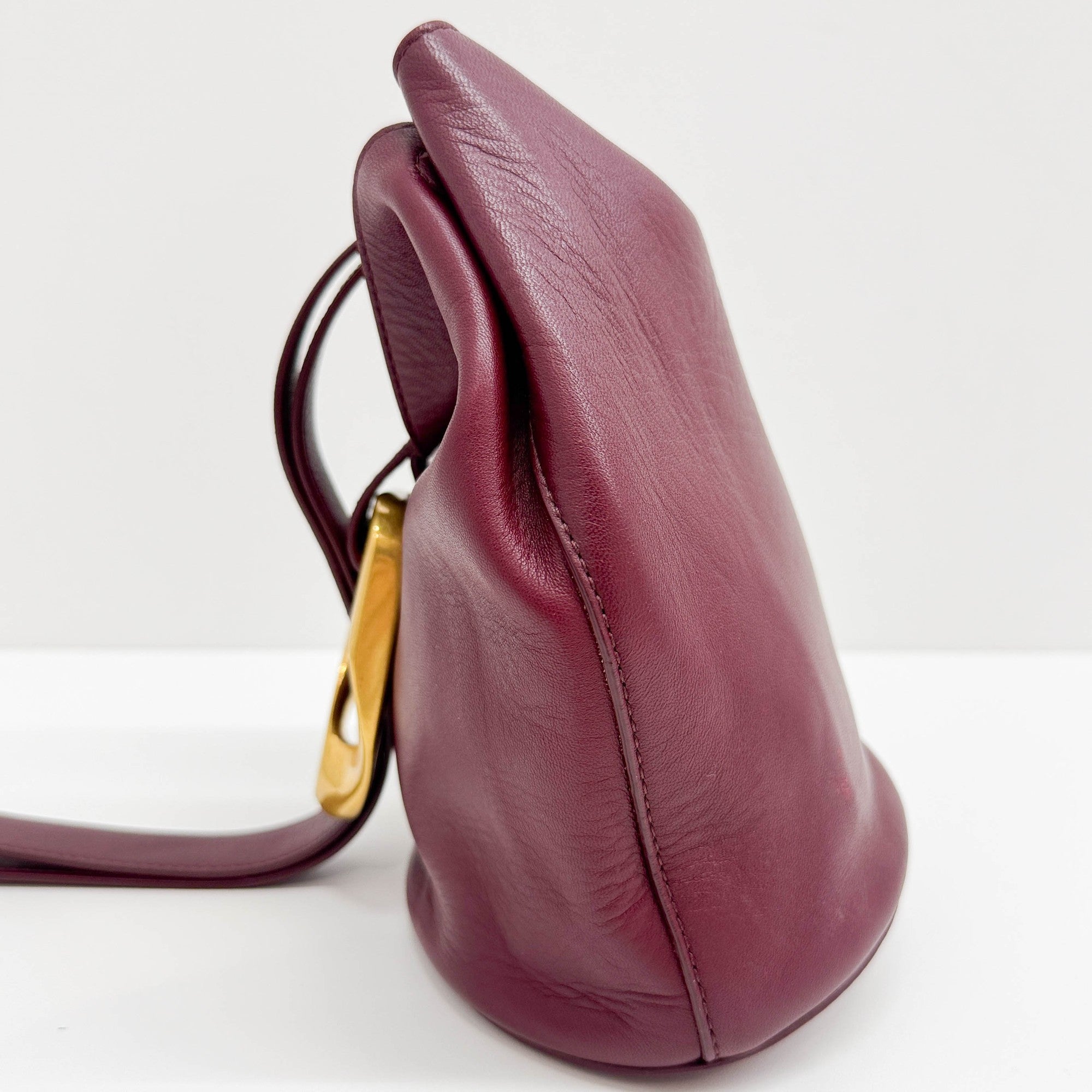 Drop Bordeaux Red Leather Shoulder Bag