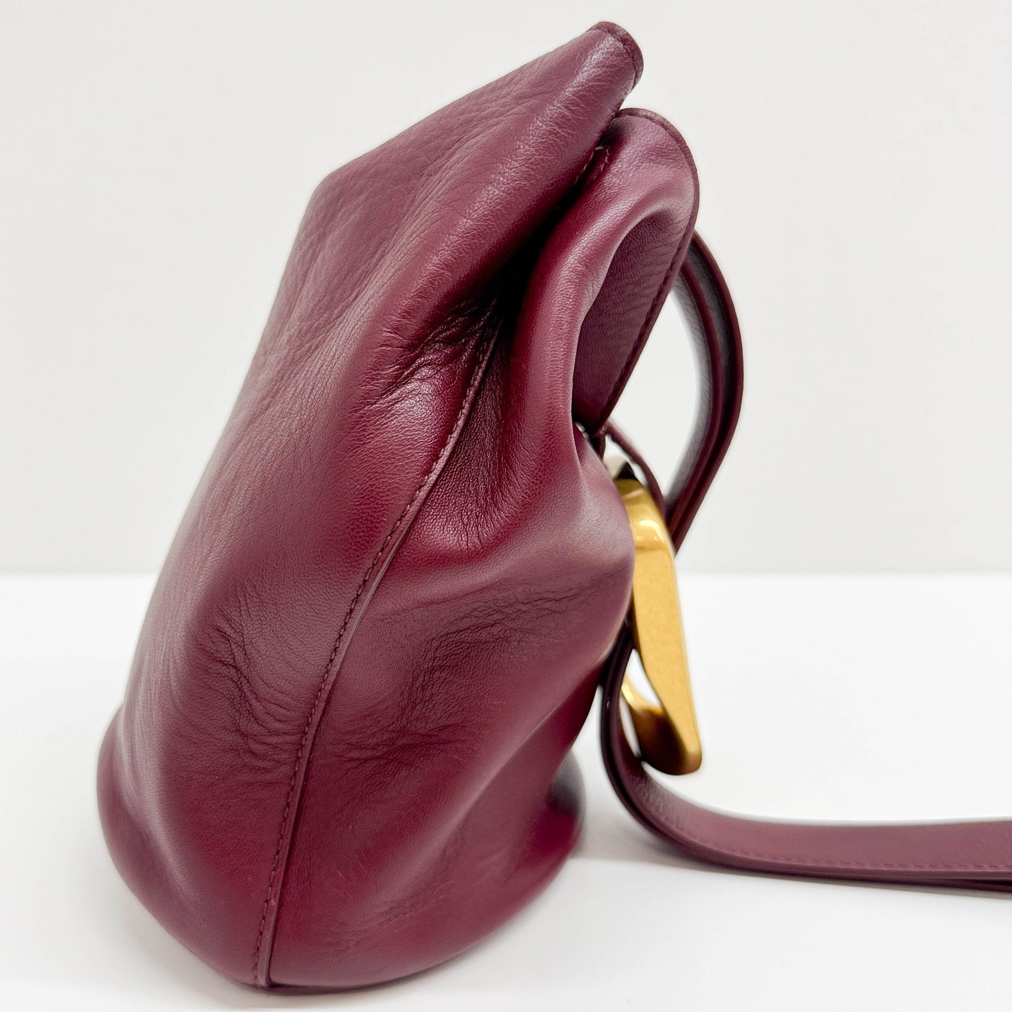 Drop Bordeaux Red Leather Shoulder Bag