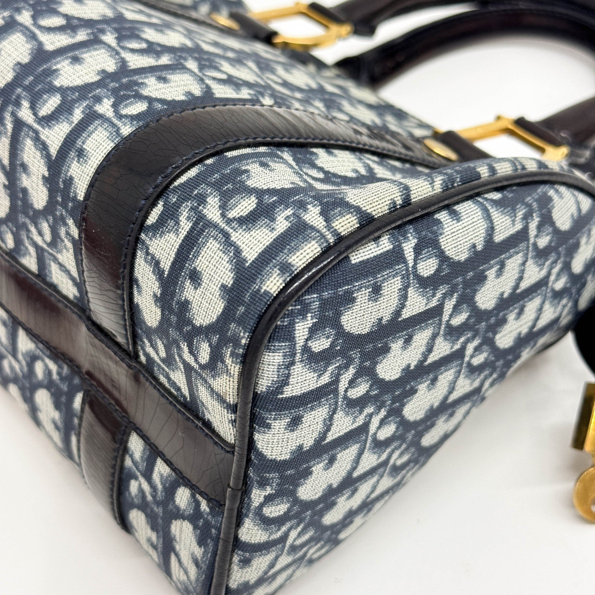 Mini Boston Blue Trotter Canvas Hand Bag