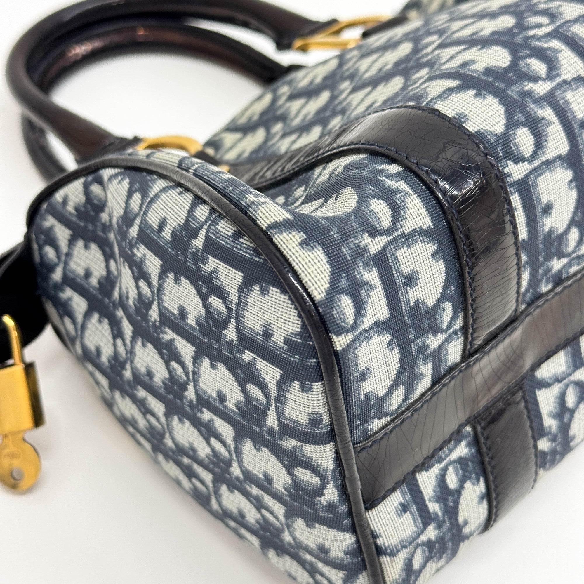 Mini Boston Blue Trotter Canvas Hand Bag