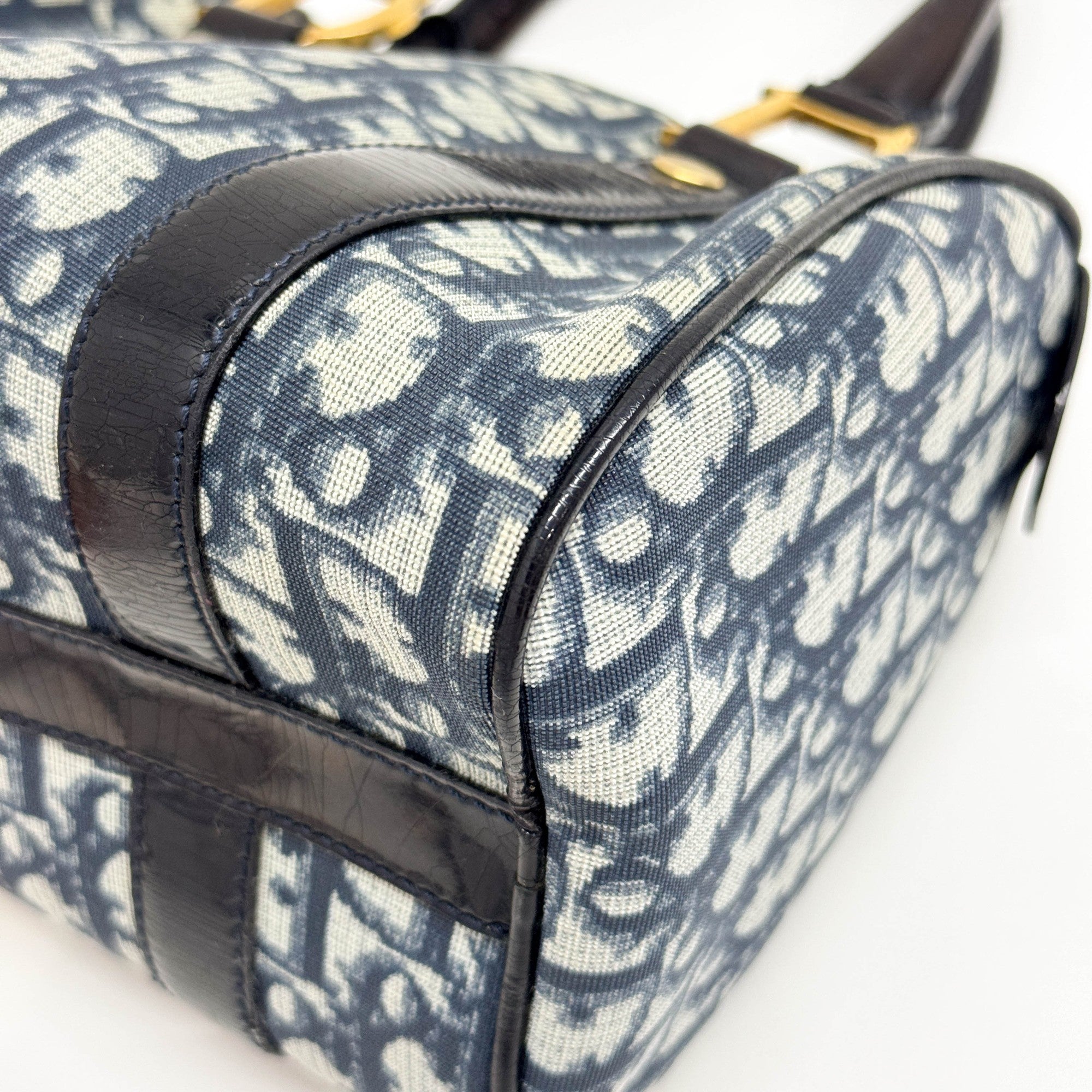 Mini Boston Blue Trotter Canvas Hand Bag