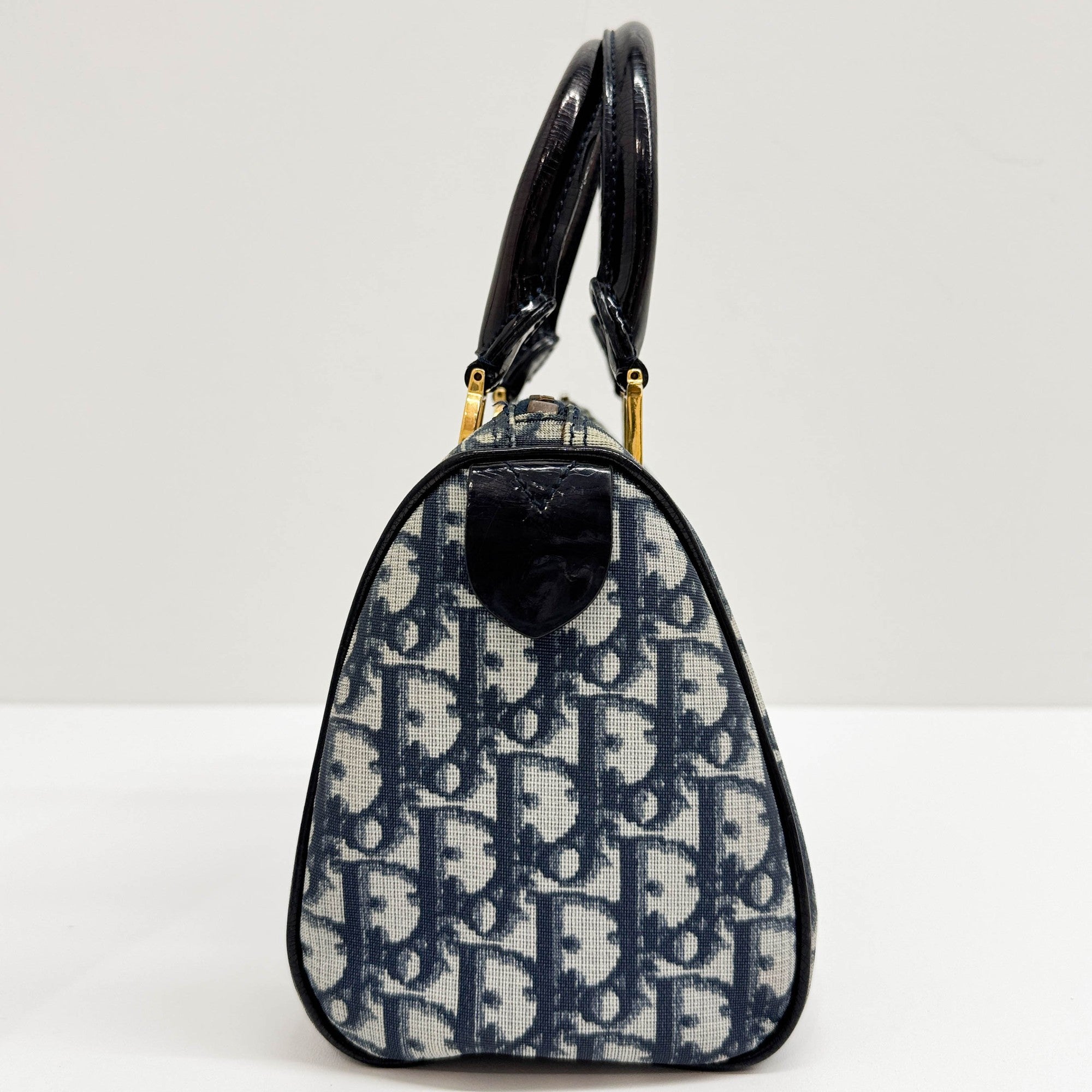 Mini Boston Blue Trotter Canvas Hand Bag